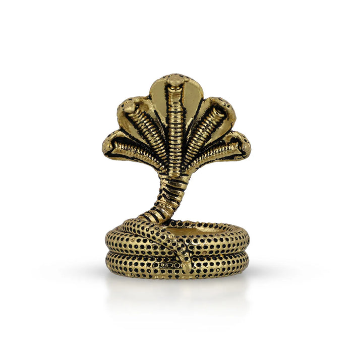 Panchmukhi Sheshnag Murti - 1.25 X 1 Inches | Antique Brass Idol/ Nagam Statue/ Snake Statue For Pooja - Deity Accessories