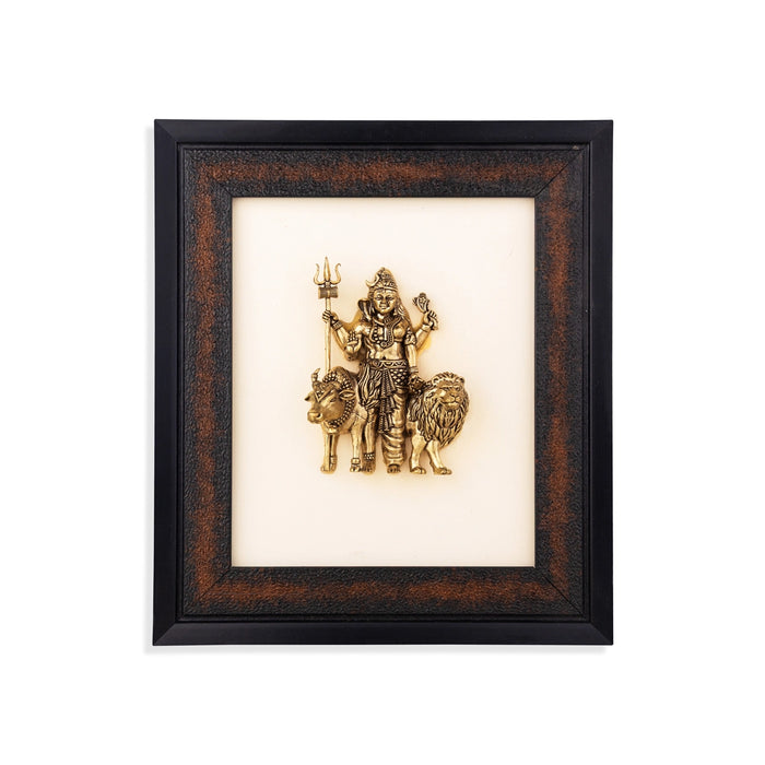 Ardhanarishvara Idol - 9.5 x 8 inches | Brass Idol/ Elegant Frame with textured Border/ WallHanging Decor for Home & pooja