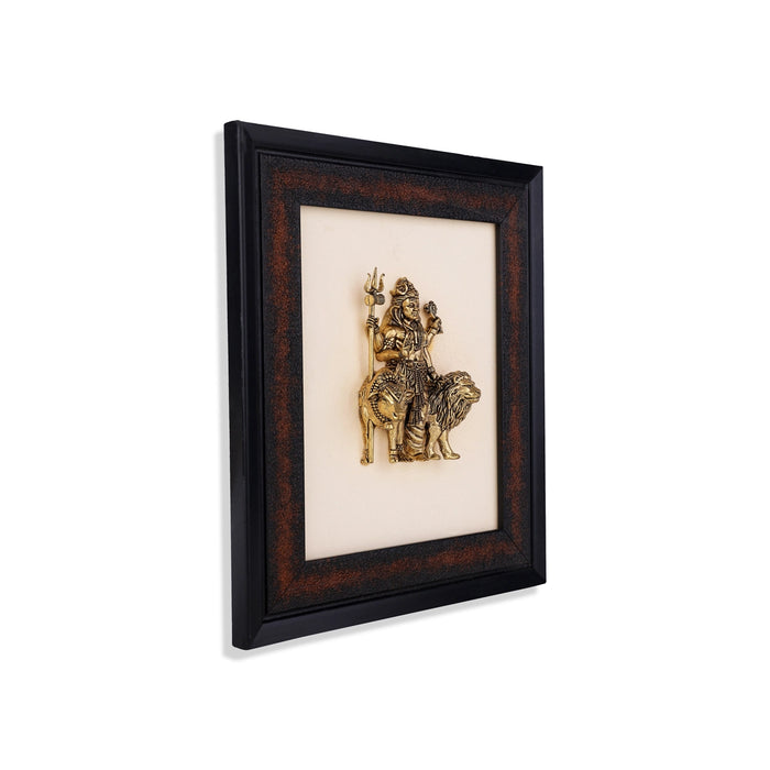 Ardhanarishvara Idol - 9.5 x 8 inches | Brass Idol/ Elegant Frame with textured Border/ WallHanging Decor for Home & pooja