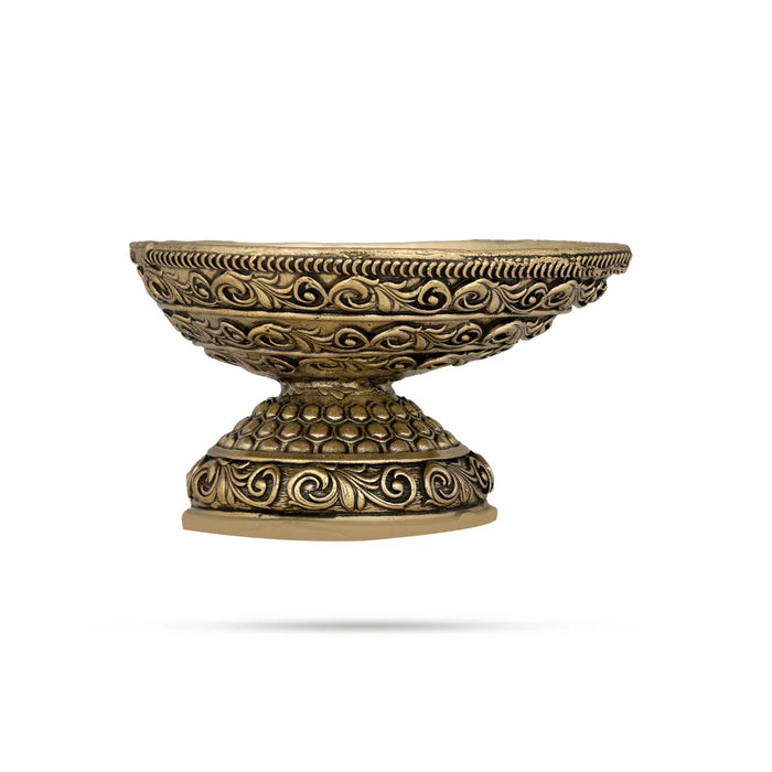 Brass Lamp With Base - 1.25 x 3.75 Inches | One Mukh Design Kartik Deepam/ Agal Vilakku Deepam for Pooja