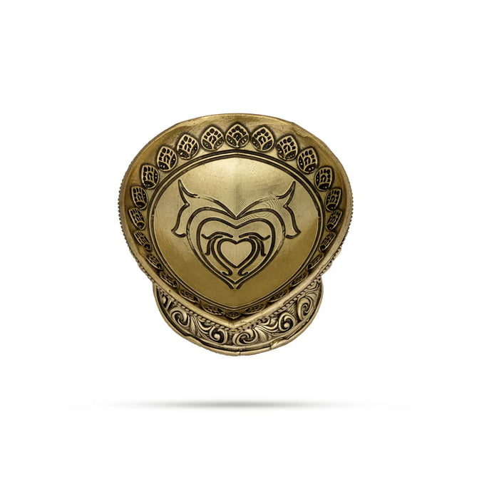 Brass Lamp With Base - 1.25 x 3.75 Inches | One Mukh Design Kartik Deepam/ Agal Vilakku Deepam for Pooja