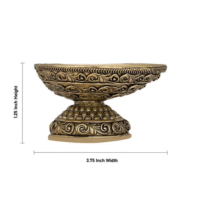 Brass Lamp With Base - 1.25 x 3.75 Inches | One Mukh Design Kartik Deepam/ Agal Vilakku Deepam for Pooja