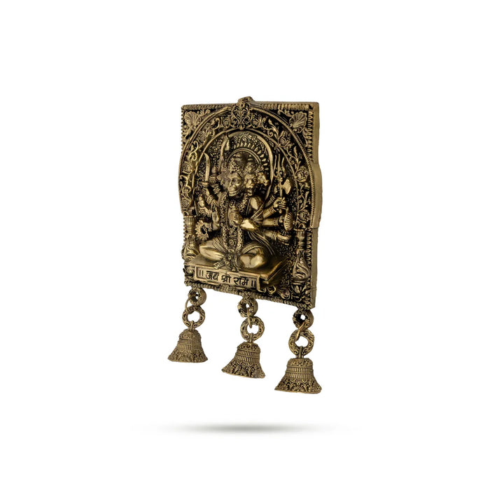 Panchmukhi Hanuman Wall Hanging – 7 x 4 Inches / Brass Hanuman Idol with Bells / Protection Decor / Pooja Room Use