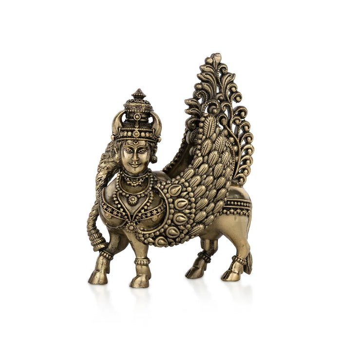 Kamadhenu Idol – 4.5 X 3.5 Inches | Antique Brass Idol / Kamdhenu Cow Statue / Kamadhenu Statue For Home
