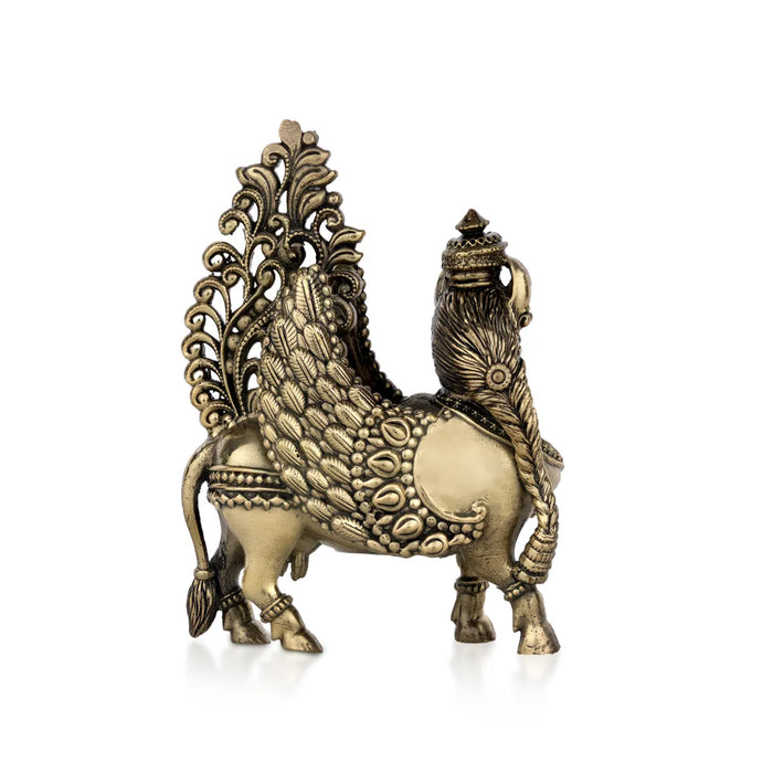 Kamadhenu Idol – 4.5 X 3.5 Inches | Antique Brass Idol / Kamdhenu Cow Statue / Kamadhenu Statue For Home