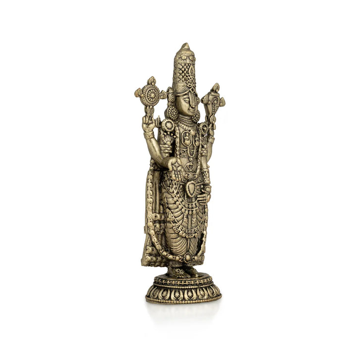 Balaji Murti Standing On Base - 4 X 12.5 Inches | Brass Statue/Venkateswara Swamy Idol/Perumal Statue For Pooja