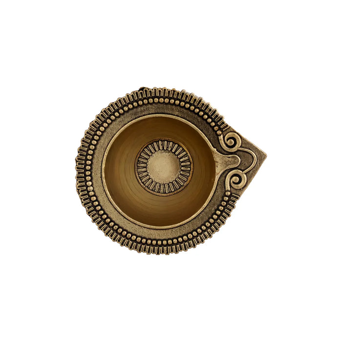 Brass Diya With Base – 1.75 X 2.75 Inches | Antique Agal Vilakku / Traditional Brass Oil Lamp For Pooja