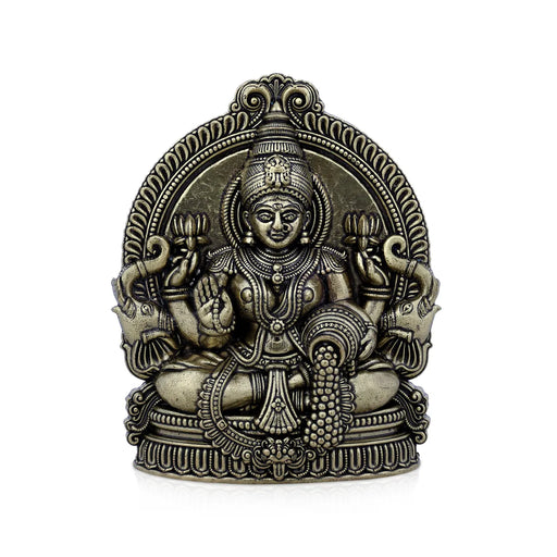 Lakshmi Sitting on Base Murti- 4 x 3 Inches | Antique Brass Idol/ Maha Lakshmi Statue/ Laxmi Decor For Home & Pooja - Brass Murties
