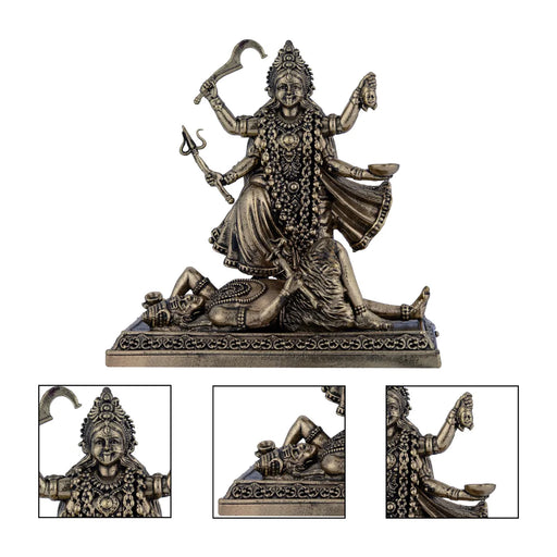 Kali Devi on Base Murti - 3.75 x 3.75 Inches | Antique Brass Idol/ Goddess Dakshina Kali Statue/ Mahakali Murti - Brass Murties