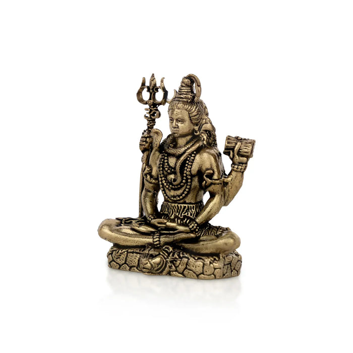 Shiva Statue – 2 x 1.5 Inches | Antique Brass Shiv Murti / Lord Shivan Idol for Home Temple & Pooja Decor