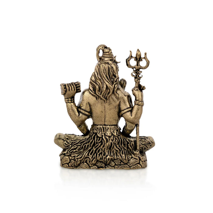 Shiva Statue – 2 x 1.5 Inches | Antique Brass Shiv Murti / Lord Shivan Idol for Home Temple & Pooja Decor