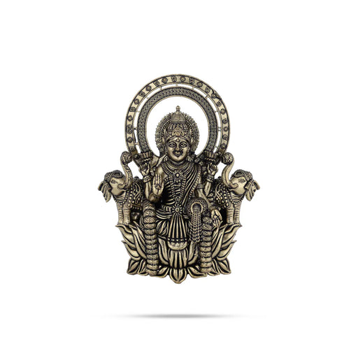 Gajalakshmi sitting On Kamal Base Murti- 4 x 3 Inches| Antique Brass Idol/ Gajalakshmi Statue For Home & Pooja - Brass Murties