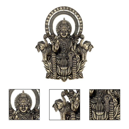 Gajalakshmi sitting On Kamal Base Murti- 4 x 3 Inches| Antique Brass Idol/ Gajalakshmi Statue For Home & Pooja - Brass Murties