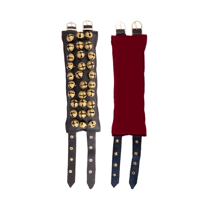 Brass Ghungroo- 15 Inches | 3 Line Ghunghroo/ Velvet Velcro Dance Salangai For Classical Dance Practice
