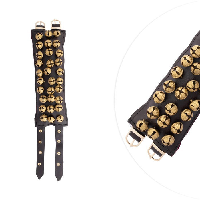 Brass Ghungroo- 15 Inches | 3 Line Ghunghroo/ Velvet Velcro Dance Salangai For Classical Dance Practice