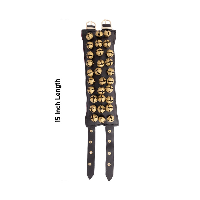 Brass Ghungroo- 15 Inches | 3 Line Ghunghroo/ Velvet Velcro Dance Salangai For Classical Dance Practice