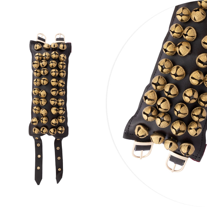 Brass Ghungroo- 15 Inches | 4 Line Ghunghroo/ Velvet Velcro Dance Salangai For Bharatanatyam Performance