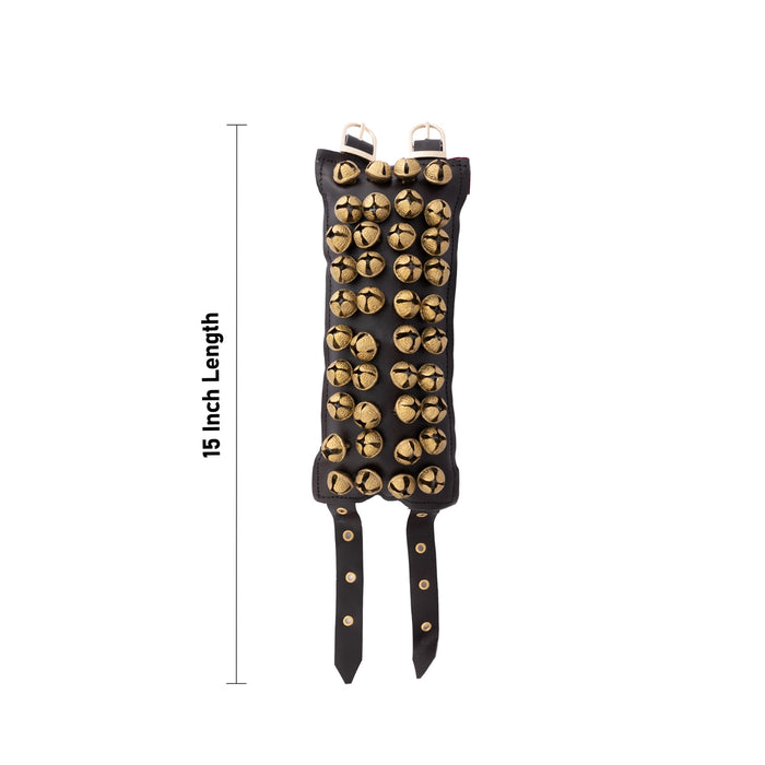 Brass Ghungroo- 15 Inches | 4 Line Ghunghroo/ Velvet Velcro Dance Salangai For Bharatanatyam Performance