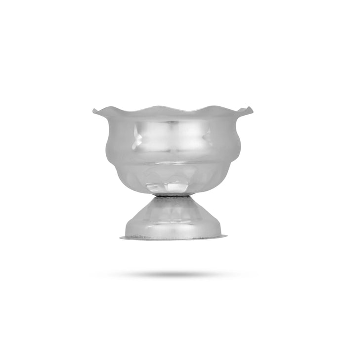 Pooja Thali Set | 4 Pcs/ White Metal Plate/ Kumkum Box/ Water Sprinkler/ Puja Thali Set for Home - Pooja Thali Sets