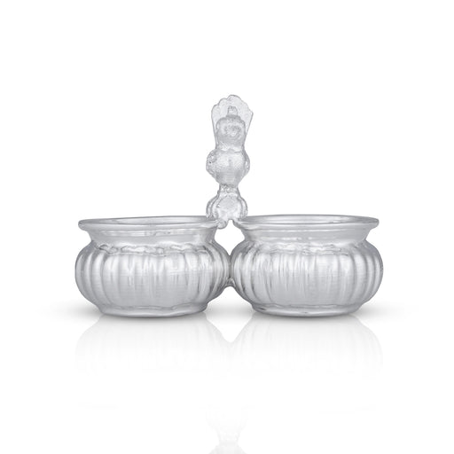 2 Cups Chomukha With Annam Handle - 3.5 x 4 Inches | German Silver Panchwala/ Kumkum Holder for Pooja/ 120 Gms - Bowls