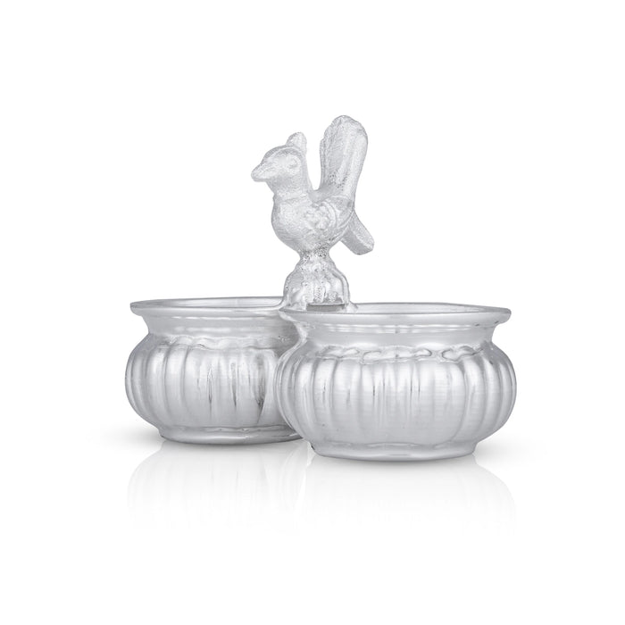 2 Cups Chomukha With Annam Handle - 3.5 x 4 Inches | German Silver Panchwala/ Kumkum Holder for Pooja/ 120 Gms - Bowls