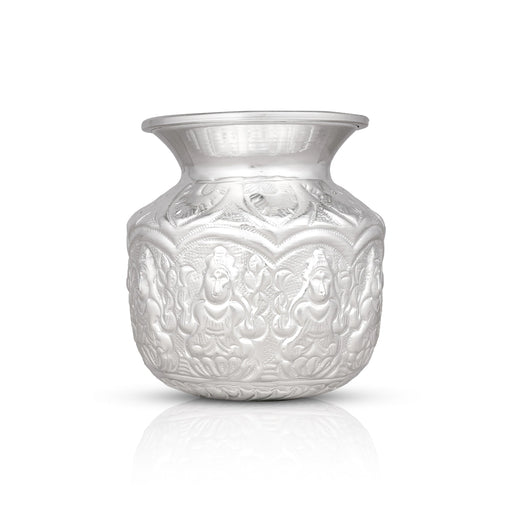 Ashtalakshmi Chombu - 5 x 3.75 Inches | German Silver Lota/ Ashtalakshmi Kalasam for Pooja/ 200 Gms Approx - Kalash & Pooja Lota