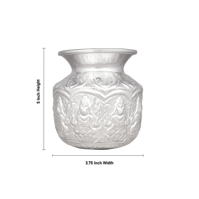 Ashtalakshmi Chombu - 5 x 3.75 Inches | German Silver Lota/ Ashtalakshmi Kalasam for Pooja/ 200 Gms Approx - Kalash & Pooja Lota