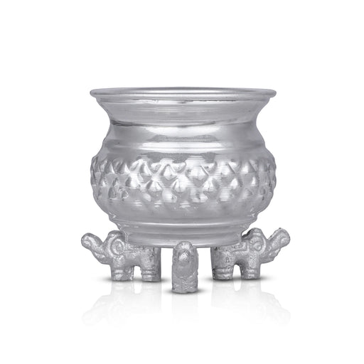 Chandan Cup With Elephant Leg - 3 x 2.5 Inches | German Silver Cup/ German Silver Bowl for Pooja/ 115 Gms Approx - Bowls