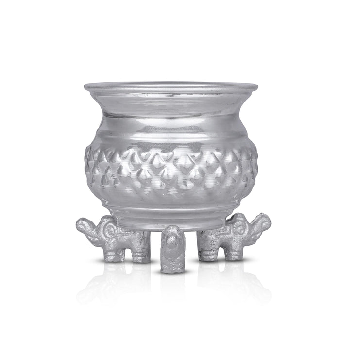 Chandan Cup With Elephant Leg - 3 x 2.5 Inches | German Silver Cup/ German Silver Bowl for Pooja/ 115 Gms Approx - Bowls