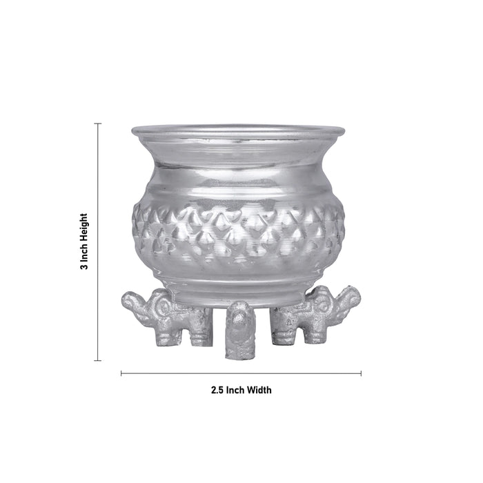 Chandan Cup With Elephant Leg - 3 x 2.5 Inches | German Silver Cup/ German Silver Bowl for Pooja/ 115 Gms Approx - Bowls