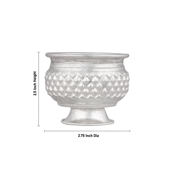 Chandan Cup With Base - 2.5 x 2.75 | German Silver Cup/ Chandan Bowl for Pooja/ 70 Gms Approx - Bowls