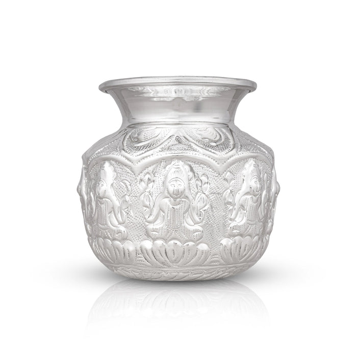 Ashtalakshmi Chombu - 5 x 4 Inches | German Silver Lota/ Ashtalakshmi Kalasam for Pooja/ 230 Gms Approx - Kalash & Pooja Lota