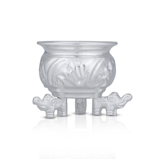 Chandan Cup With Elephant Leg - 2.5 x 2.5 Inches | German Silver Cup/ Chandan Bowl for Pooja/ 105 Gms Approx - Bowls