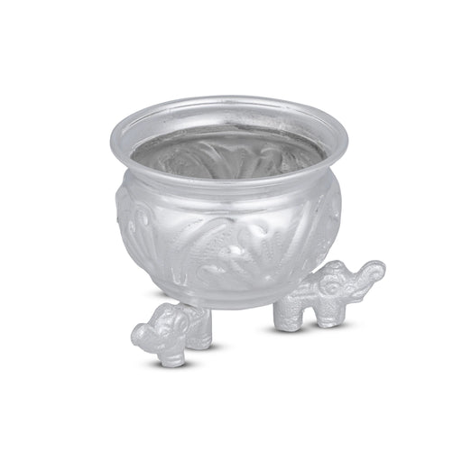 Chandan Cup With Elephant Leg - 2.5 x 2.5 Inches | German Silver Cup/ Chandan Bowl for Pooja/ 105 Gms Approx - Bowls