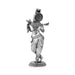 Flute Krishna Murti Standing On Base - 7.5 x 3.5 Inches | German Silver&Antique Polish Krishna Idol for Worship - German Silver Murties