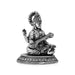 Saraswati Murti Sitting On Base - 3.5 x 3 Inches | German Silver/ Antique Polish Saraswati Moorti for Worship - German Silver Murties