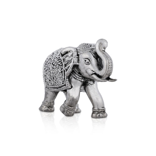 Trunk Up Elephant Statue - 3 x 4 Inches | Antique German Silver Elephant Idol/ Elephant Figurine for Table Top - Table Stand Accessories