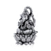 Ganesh Murti Sitting On Lotus Base - 4.5 x 2.75 Inches | German Silver/Antique Polish Ganpati Murti for Worship - German Silver Murties
