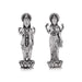 Vishnu Lakshmi Idol Standing On Flower Base Pair - 4 x 1.25 Inches | German Silver/Antique Polish Laxmi Vishnu for Pooja - German Silver Murties