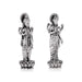 Vishnu Lakshmi Idol Standing On Flower Base Pair - 4 x 1.25 Inches | German Silver/Antique Polish Laxmi Vishnu for Pooja - German Silver Murties