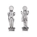 Vishnu Lakshmi Idol Standing On Flower Base Pair - 4 x 1.25 Inches | German Silver/Antique Polish Laxmi Vishnu for Pooja - German Silver Murties