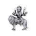 Durga Murti Sitting On Lion - 4 x 3 Inches | Antique German Silver Durga Idol With 8 Hands/Durga Statue for Pooja - German Silver Murties
