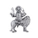 Durga Murti Sitting On Lion - 4 x 3 Inches | Antique German Silver Durga Idol With 8 Hands/Durga Statue for Pooja - German Silver Murties