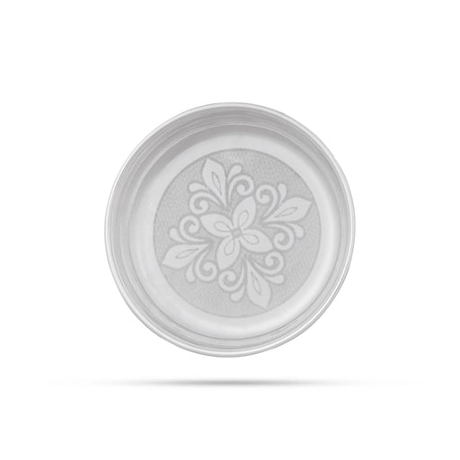 German Silver Plate - 0.5 x 4 Inches | Engraved Flower Design Pooja Thali Plate/ Pooja Plate for Home Decor - Pooja Plate & Tray