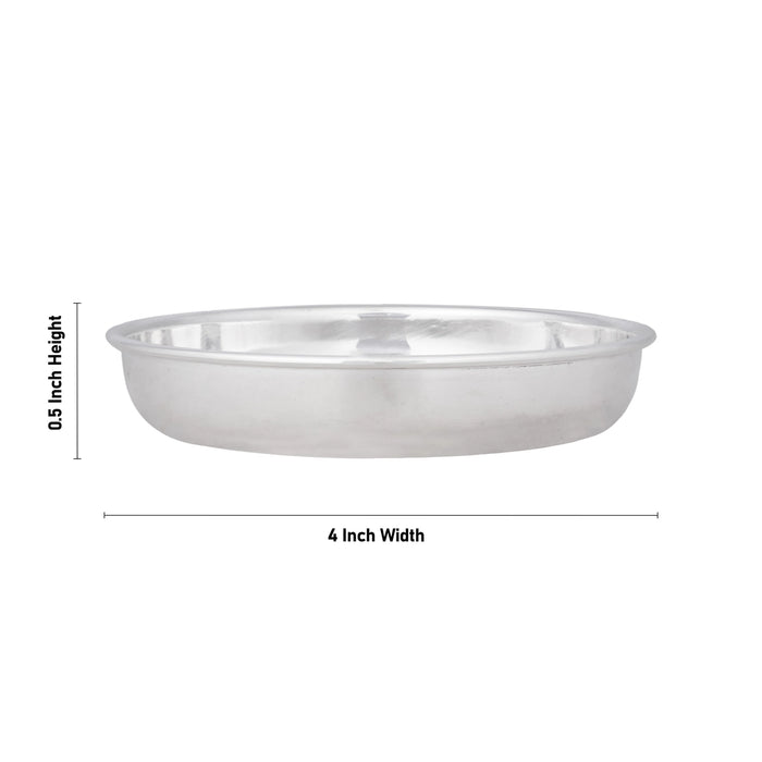 German Silver Plate - 0.5 x 4 Inches | Engraved Flower Design Pooja Thali Plate/ Pooja Plate for Home Decor - Pooja Plate & Tray