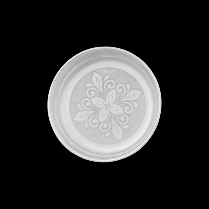 German Silver Plate - 0.5 x 4 Inches | Engraved Flower Design Pooja Thali Plate/ Pooja Plate for Home Decor - Pooja Plate & Tray