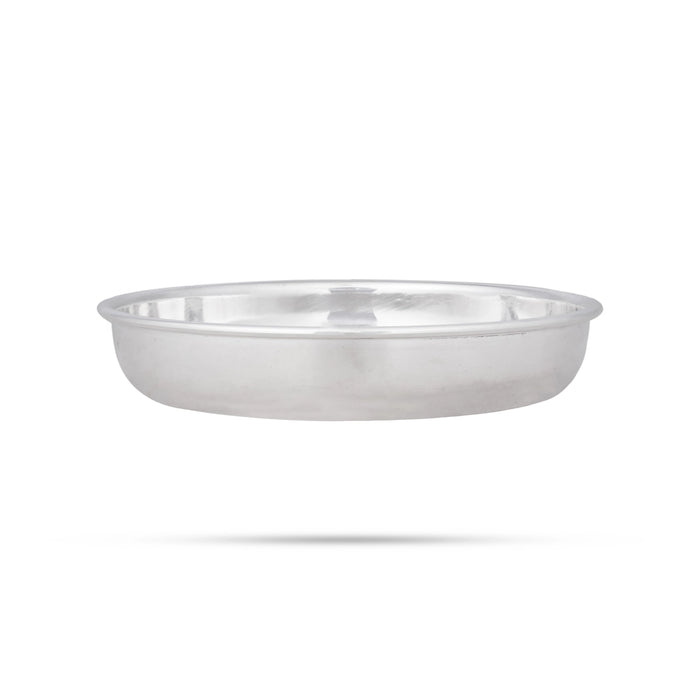 German Silver Plate - 1 x 5 Inches | Engraved Flower Design Pooja Thali Plate/ Pooja Plate for Home Decor - Pooja Plate & Tray