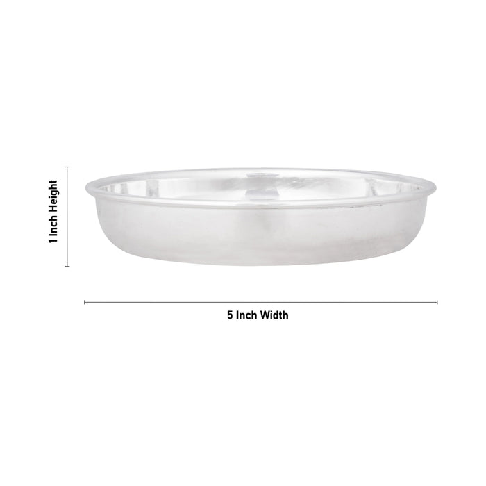 German Silver Plate - 1 x 5 Inches | Engraved Flower Design Pooja Thali Plate/ Pooja Plate for Home Decor - Pooja Plate & Tray