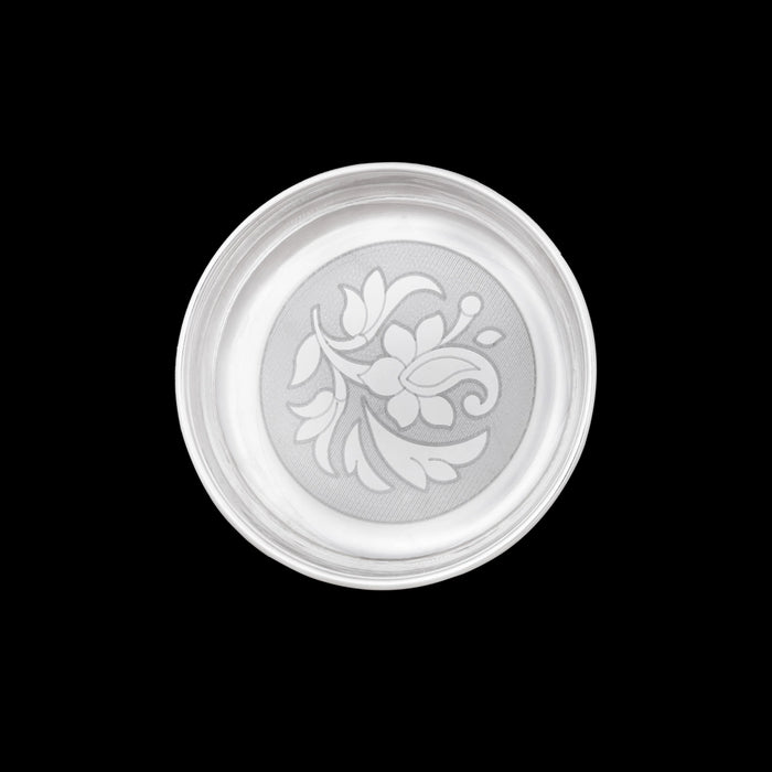 German Silver Plate - 1 x 5 Inches | Engraved Flower Design Pooja Thali Plate/ Pooja Plate for Home Decor - Pooja Plate & Tray