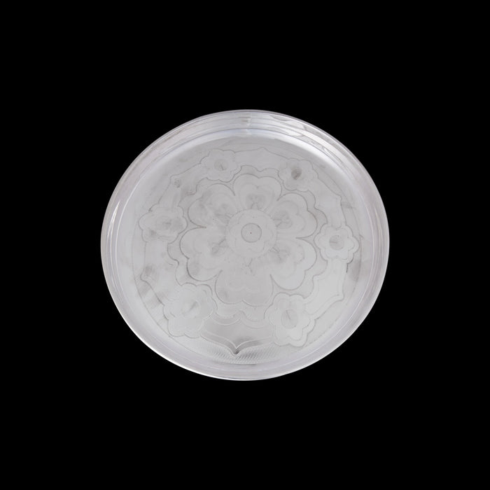 German Silver Plate - 1 x 9 Inches | Engraved Flower Design Pooja Thali Plate/ Pooja Plate for Home Decor - Pooja Plate & Tray